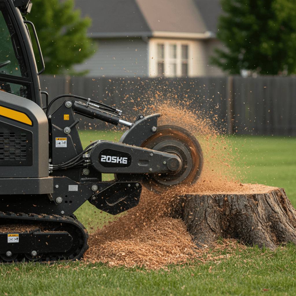 Stump grinding in progress